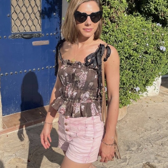 H&M Brock Collection Brown Floral Tank Top - Picture 1 of 4